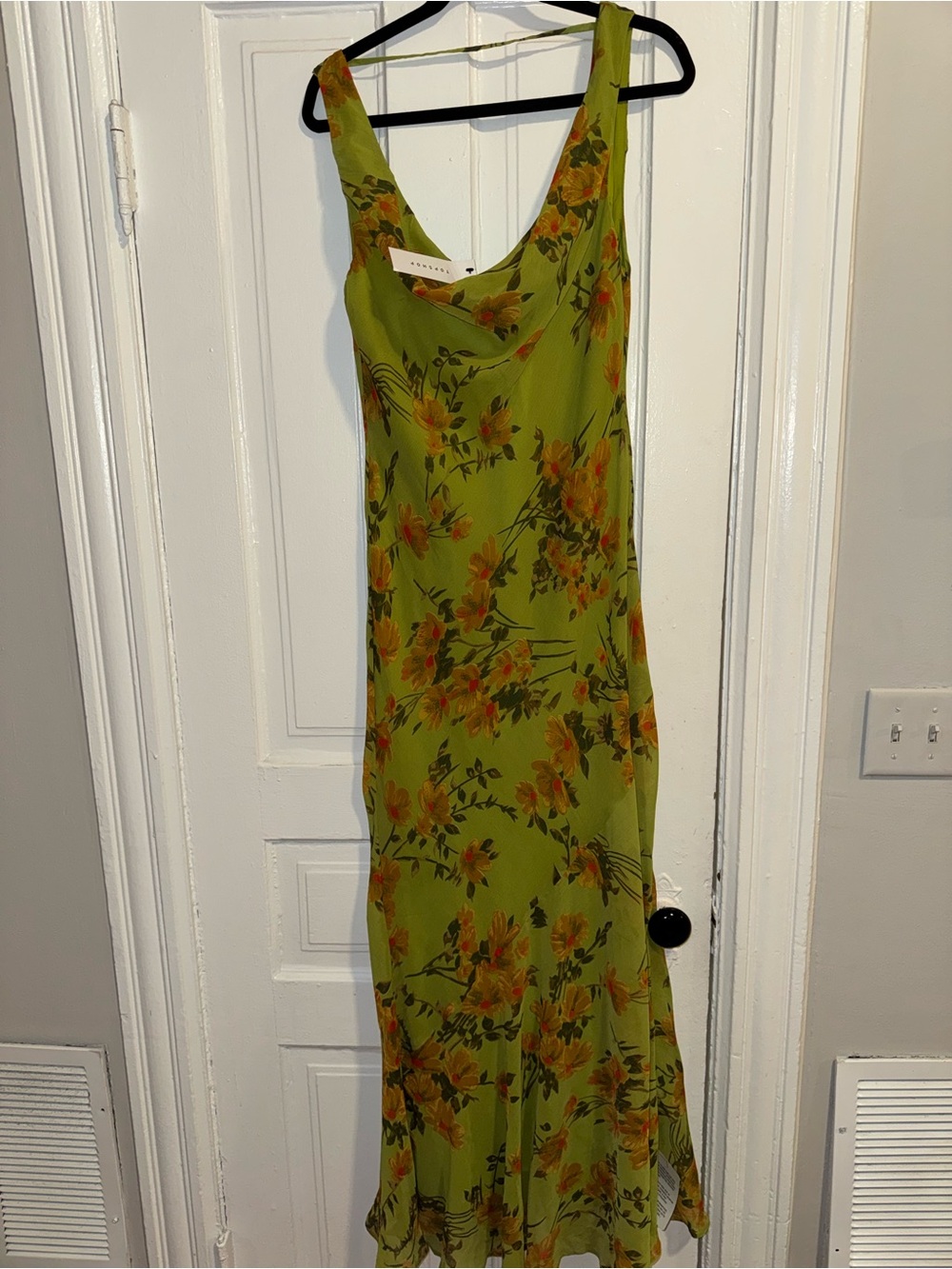 Topshop Green Floral Cowl Neck Maxi Dress US 8 Slip Dress